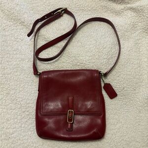 Vintage Coach Red Leather Crossbody Bag